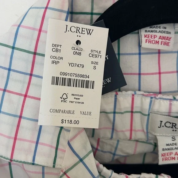 J. Crew Multicolor Plaid Pajama Set New with Tags - Picture 3 of 10